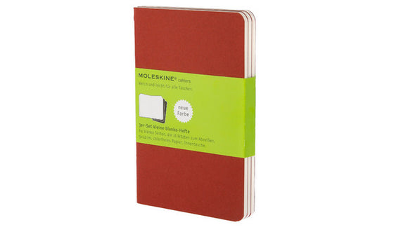 Moleskine Cahier Journal (Set of 3), Pocket, Plain, Cranberry Red, Soft Cover (3.5 x 5.5)