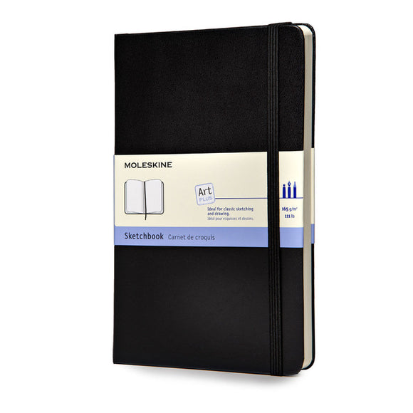 Moleskine Art Plus Sketchbook, Large, Plain, Black, Hard Cover (5 x 8.25)