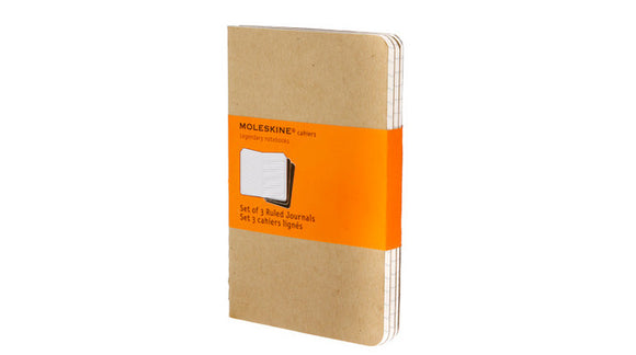 Moleskine Cahier Journal (Set of 3), Pocket, Ruled, Kraft Brown, Soft Cover (3.5 x 5.5)