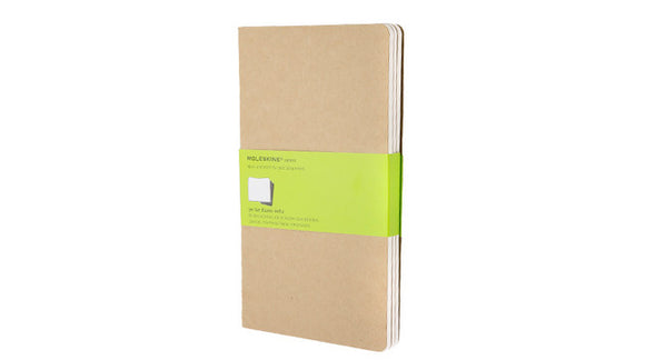Moleskine Cahier Journal (Set of 3), Large, Plain, Kraft Brown, Soft Cover (5 x 8.25)