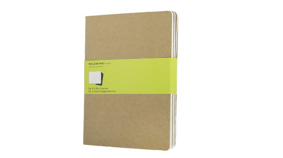 Moleskine Cahier Journal (Set of 3), Extra Large, Plain, Kraft Brown, Soft Cover (7.5 x 10)