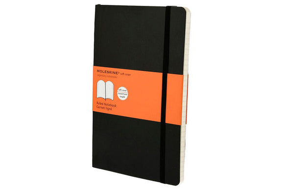 Moleskine Classic Notebook, Large, Ruled, Black, Soft Cover (5 x 8.25)