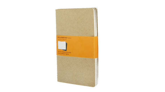 Moleskine Cahier Journal (Set of 3), Large, Ruled, Kraft Brown, Soft Cover (5 x 8.25)